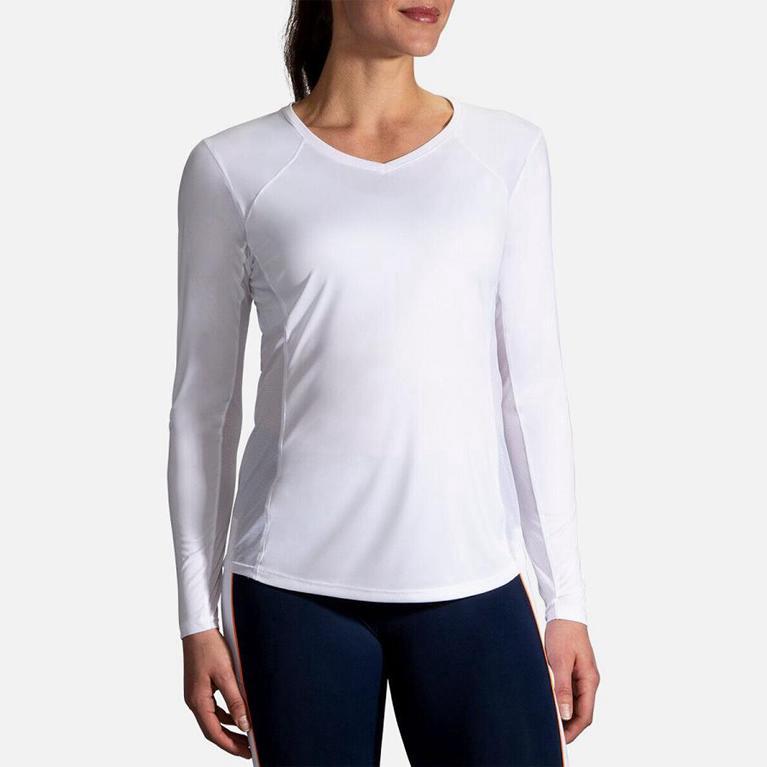 Brooks Stealth - Womens Long Sleeve Running Shirt - White (90481NAIM)